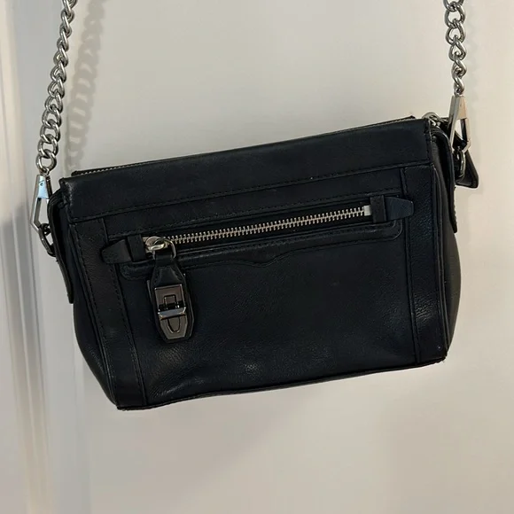 Rebecca minkoff black cross body bag leather and chain - Picture 2 of 6